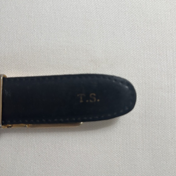 Mario Valentino Black Leather Belt Gold Enamel Buckle - Picture 5 of 5